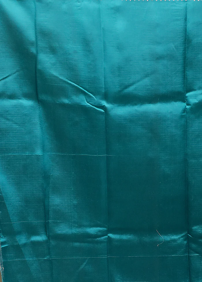 Green Handloom Dupion Pure Silk Saree With Blouse Piece - Image 5