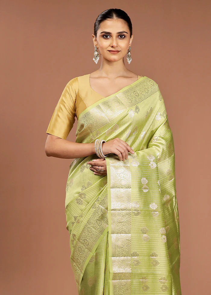 Green Handloom Dupion Pure Silk Saree With Blouse Piece