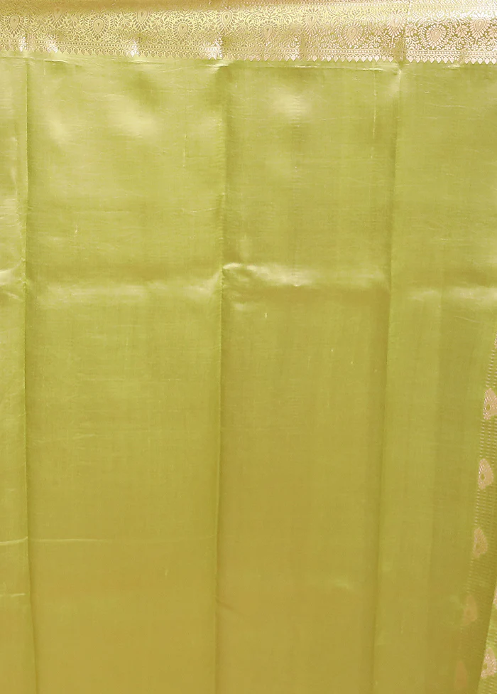 Green Handloom Dupion Pure Silk Saree With Blouse Piece - Image 5