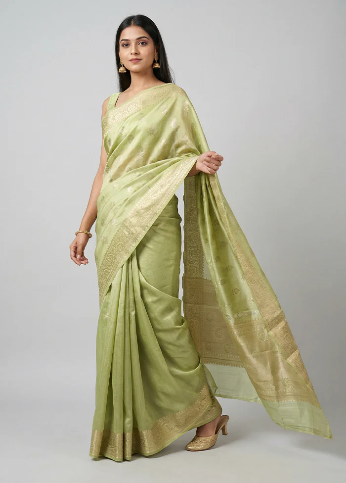 Green Handloom Dupion Pure Silk Saree With Blouse Piece