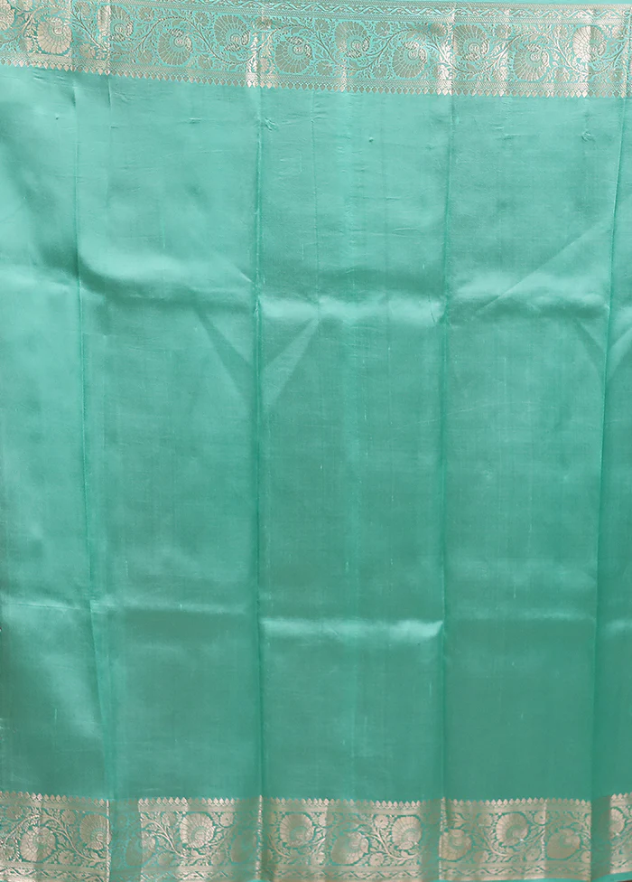 Green Handloom Dupion Pure Silk Saree With Blouse Piece - Image 5