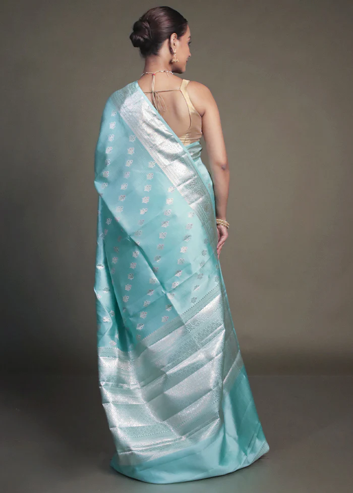 Green Handloom Dupion Pure Silk Saree With Blouse Piece - Image 3