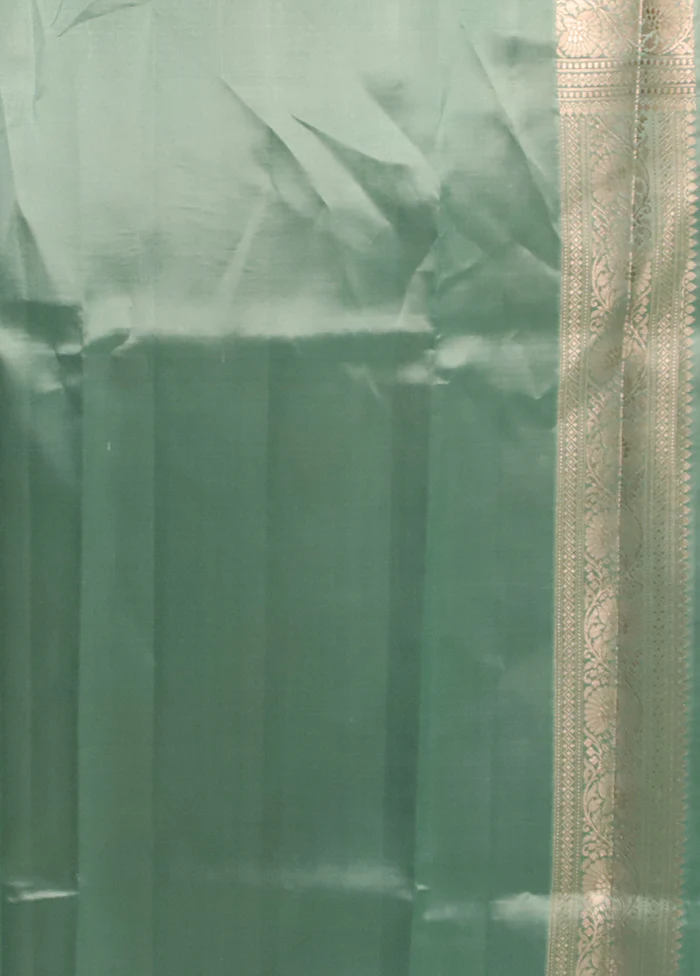 Green Handloom Dupion Pure Silk Saree With Blouse Piece - Image 5