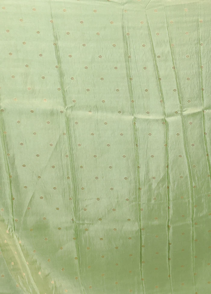 Green Handloom Dupion Pure Silk Saree With Blouse Piece - Image 5