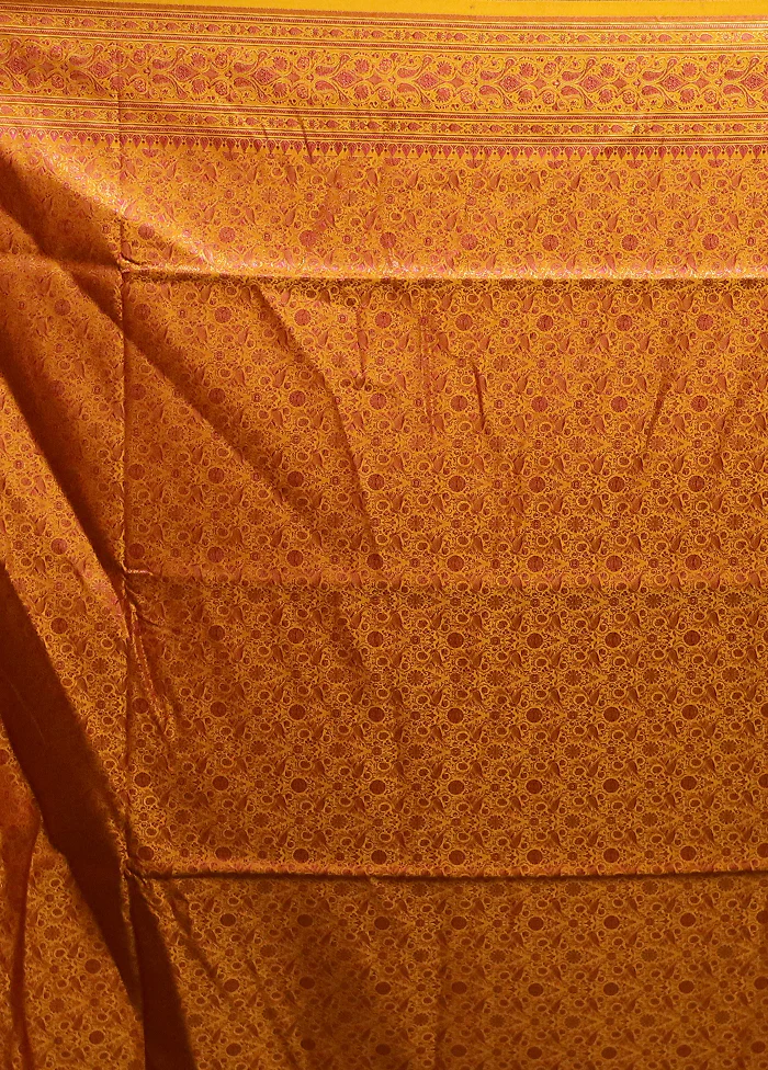 Green Handloom Jamewar Pure Silk Saree With Blouse Piece - Image 5