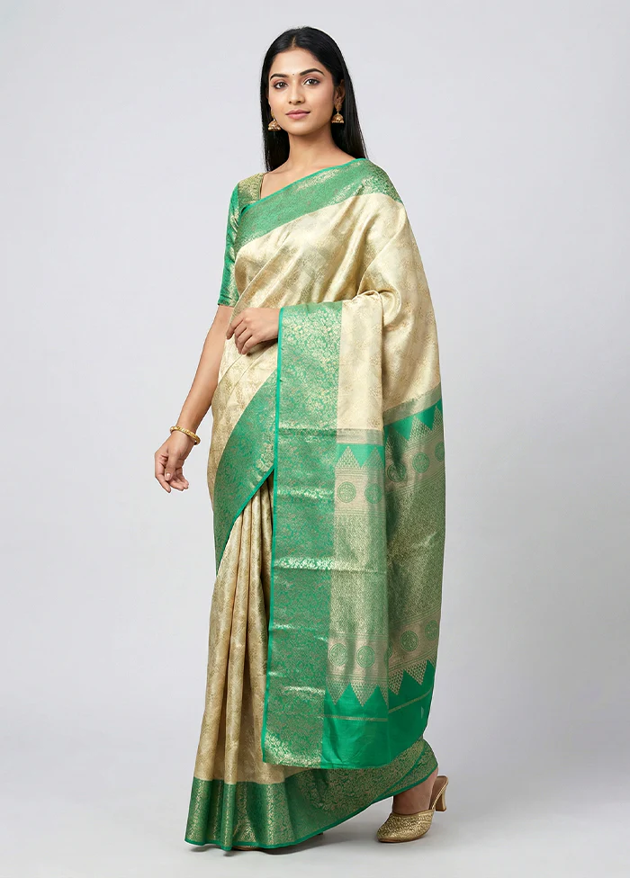 Green Handloom Kanchipuram Pure Silk Saree With Blouse Piece