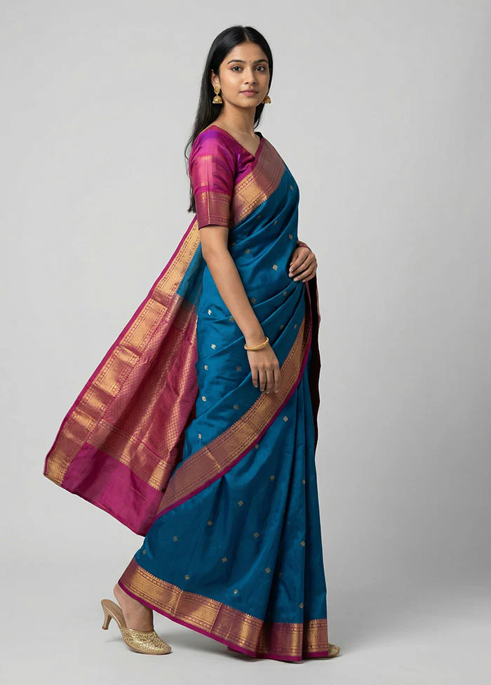 Green Handloom Kanchipuram Pure Silk Saree With Blouse Piece