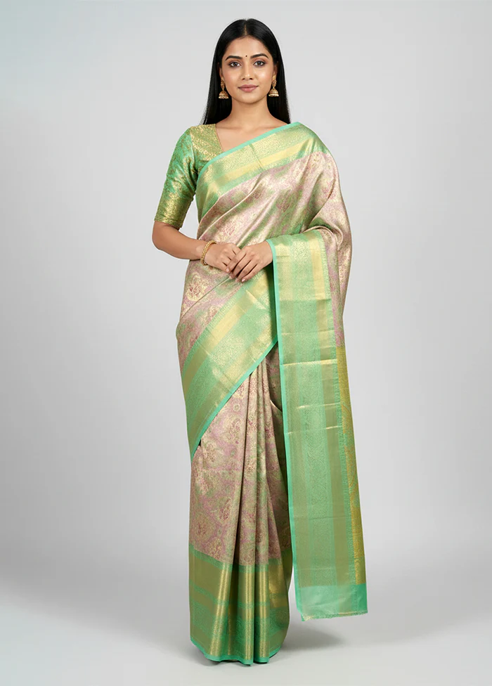 Green Handloom Kanchipuram Pure Silk Saree With Blouse Piece