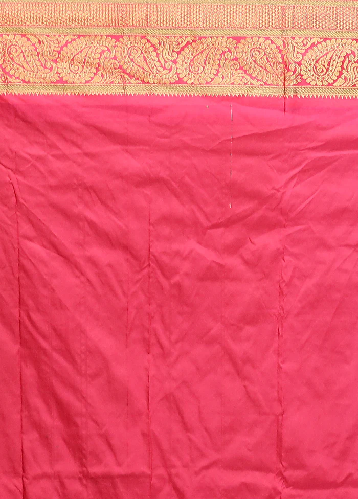 Green Handloom Kanjivaram Pure Silk Saree With Blouse Piece - Image 5