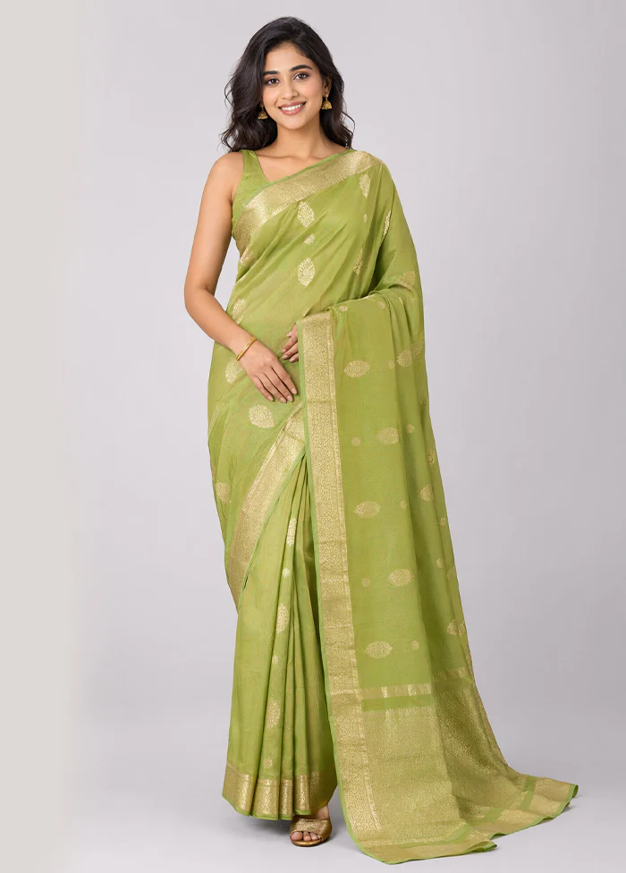 Green Handloom Kanjivaram Pure Silk Saree With Blouse Piece