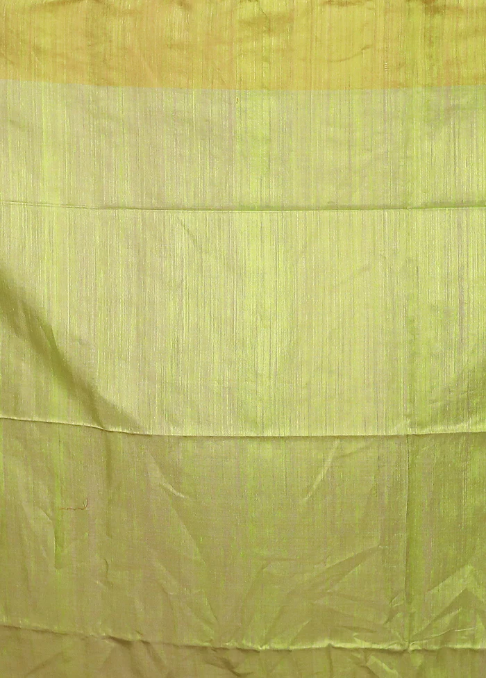 Green Handloom Matka Pure Silk Saree With Blouse Piece - Image 5