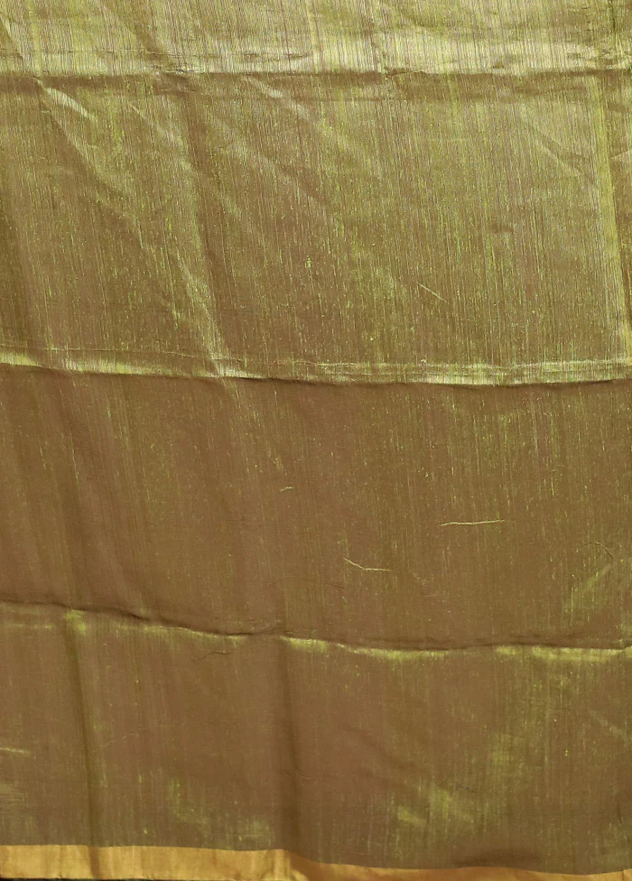 Green Handloom Matka Pure Silk Saree With Blouse Piece - Image 5