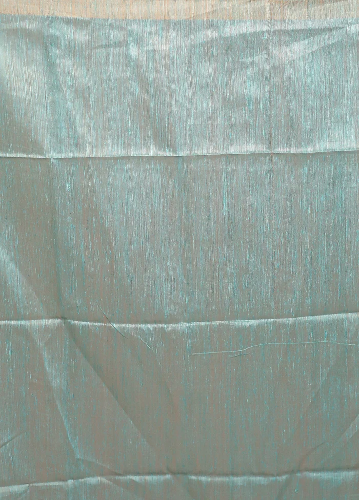 Green Handloom Matka Pure Silk Saree With Blouse Piece - Image 5