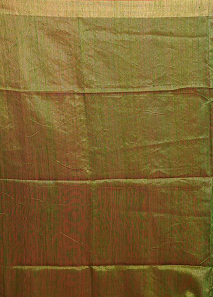 Green Handloom Matka Pure Silk Saree With Blouse Piece - Image 5