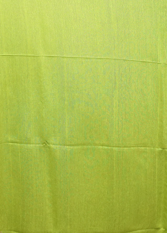 Green Handloom Matka Pure Silk Saree With Blouse Piece - Image 5