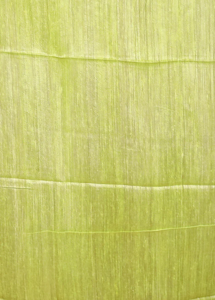 Green Handloom Matka Pure Silk Saree With Blouse Piece - Image 5