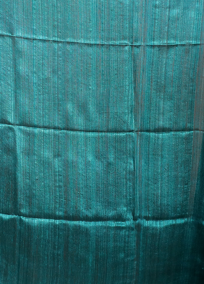 Green Handloom Matka Pure Silk Saree With Blouse Piece - Image 5