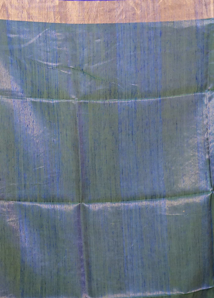 Green Handloom Matka Pure Silk Saree With Blouse Piece - Image 5