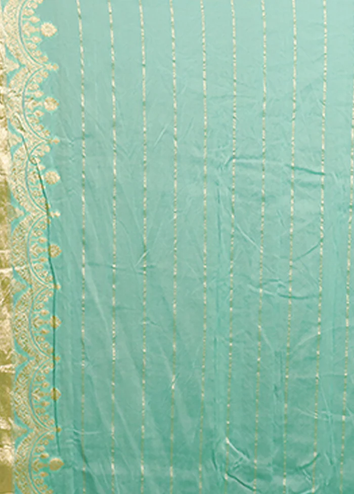 Green Handloom Pure Georgette Saree With Blouse Piece - Image 5