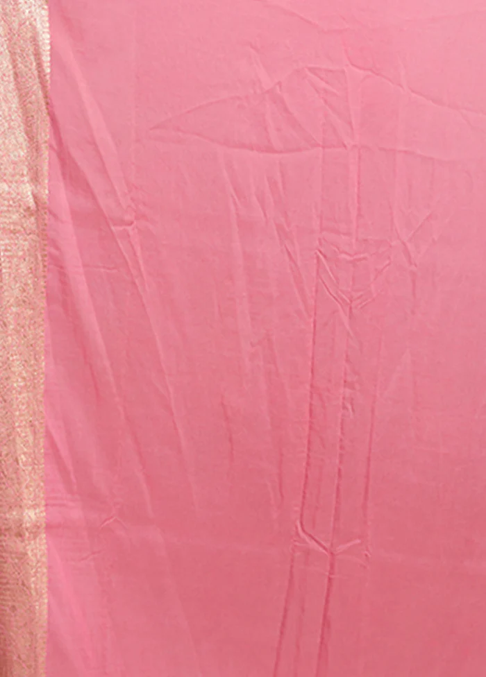 Green Handloom Pure Georgette Saree With Blouse Piece - Image 5