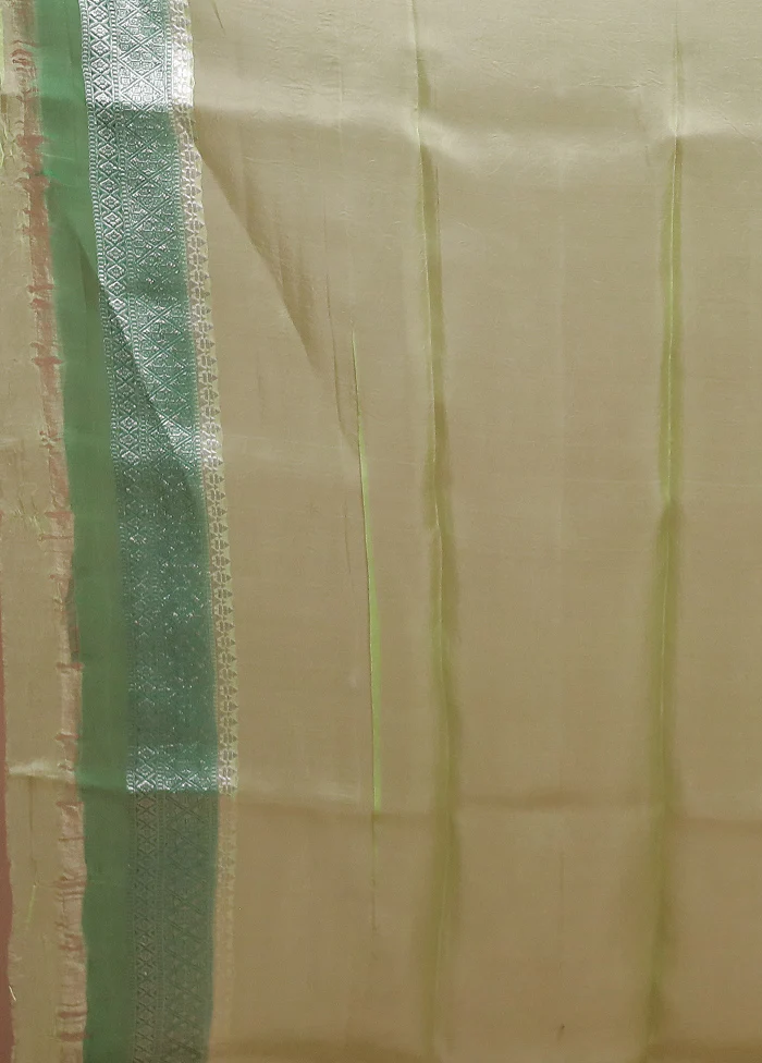 Green Handloom Pure Organza Saree With Blouse Piece - Image 5