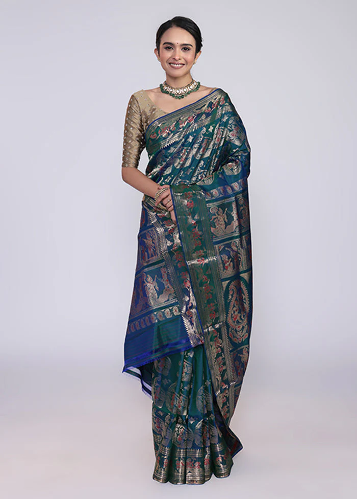 Green Handloom Swarnachuri Pure Silk Saree With Blouse Piece