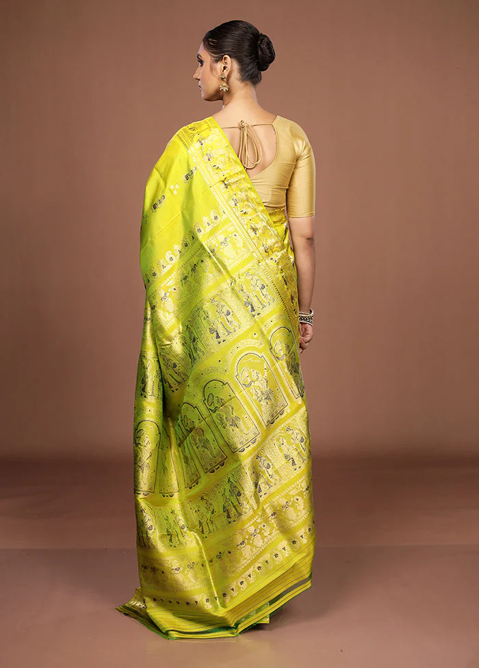 Blue Handloom Swarnachuri Pure Silk Saree With Blouse Piece - Image 3