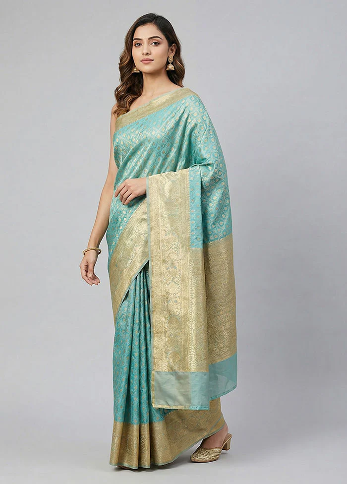 Green Handloom Tanchoi Pure Silk Saree With Blouse Piece