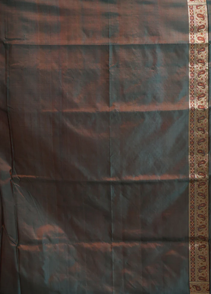 Brown Handloom Tanchoi Pure Silk Saree With Blouse Piece - Image 5