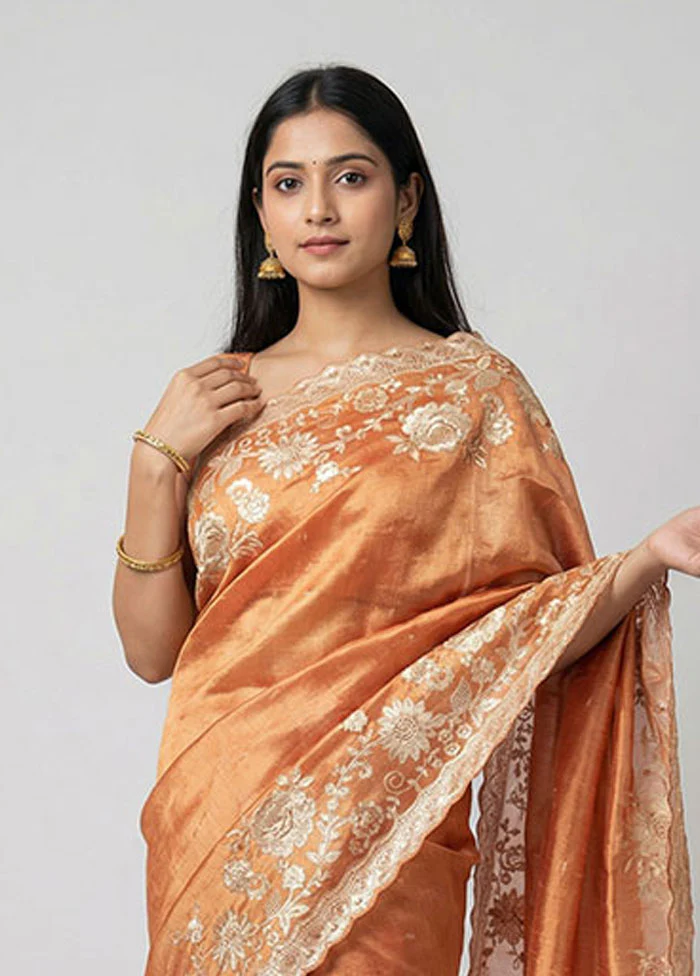 Green Handloom Tissue Pure Silk Saree With Blouse Piece - Image 2