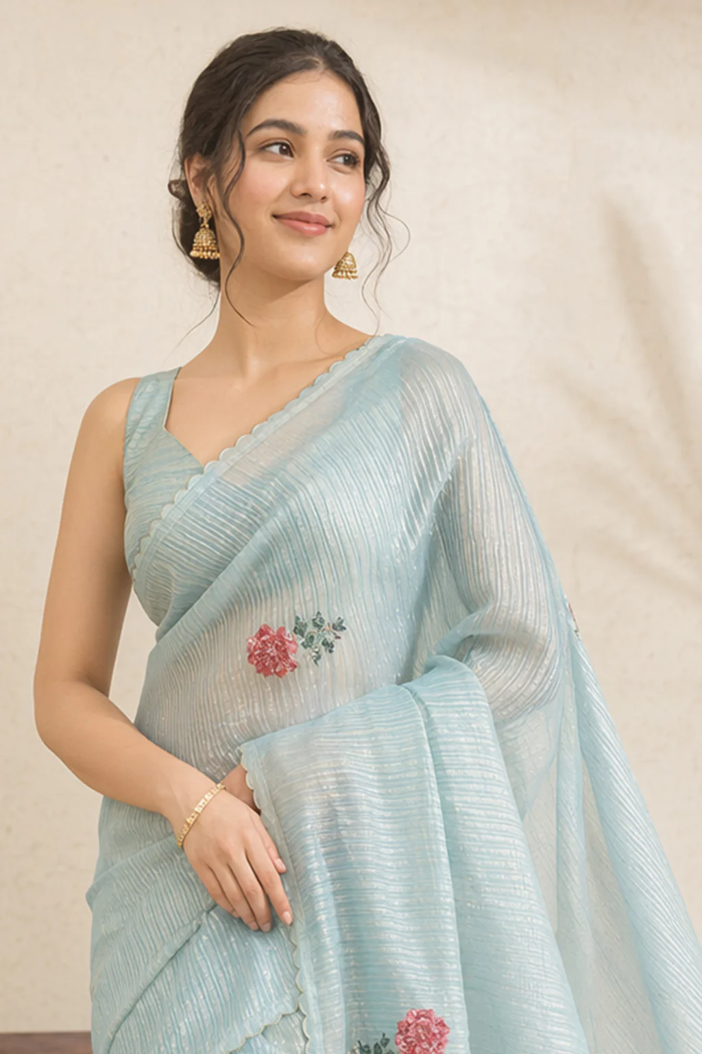 Green Handloom Tissue Pure Silk Saree With Blouse Piece - Image 2