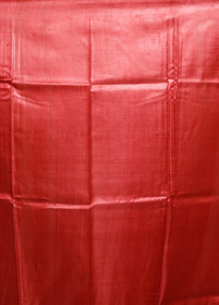 Green Handloom Tussar Pure Silk Saree With Blouse Piece - Image 5