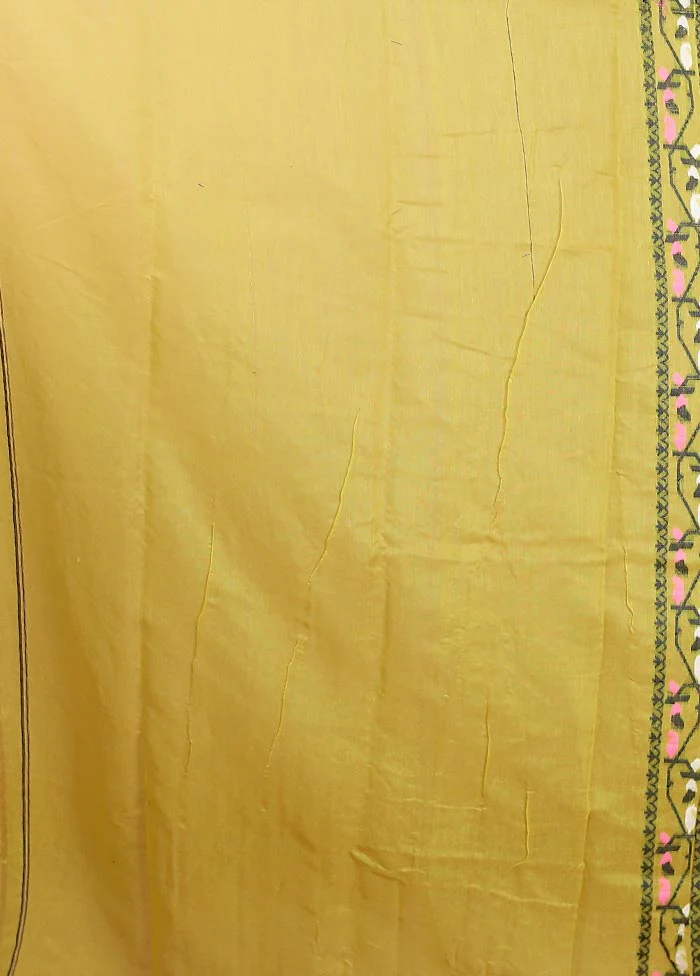 Green Tant Jamdani Saree Without Blouse Piece - Image 5