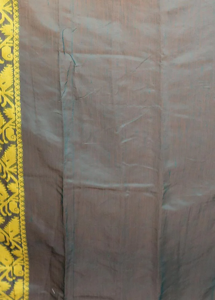 Green Tant Jamdani Saree Without Blouse Piece - Image 5