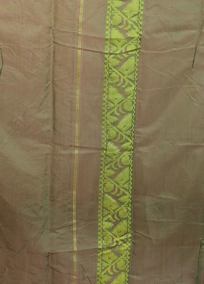 Green Tant Jamdani Saree Without Blouse Piece - Image 5