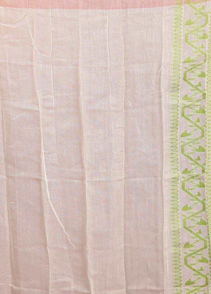 Green Tant Jamdani Saree Without Blouse Piece - Image 5
