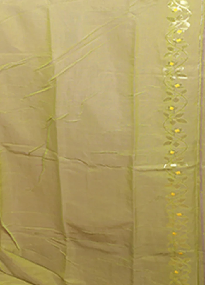 Green Jamdani Cotton Saree Without Blouse Piece - Image 5