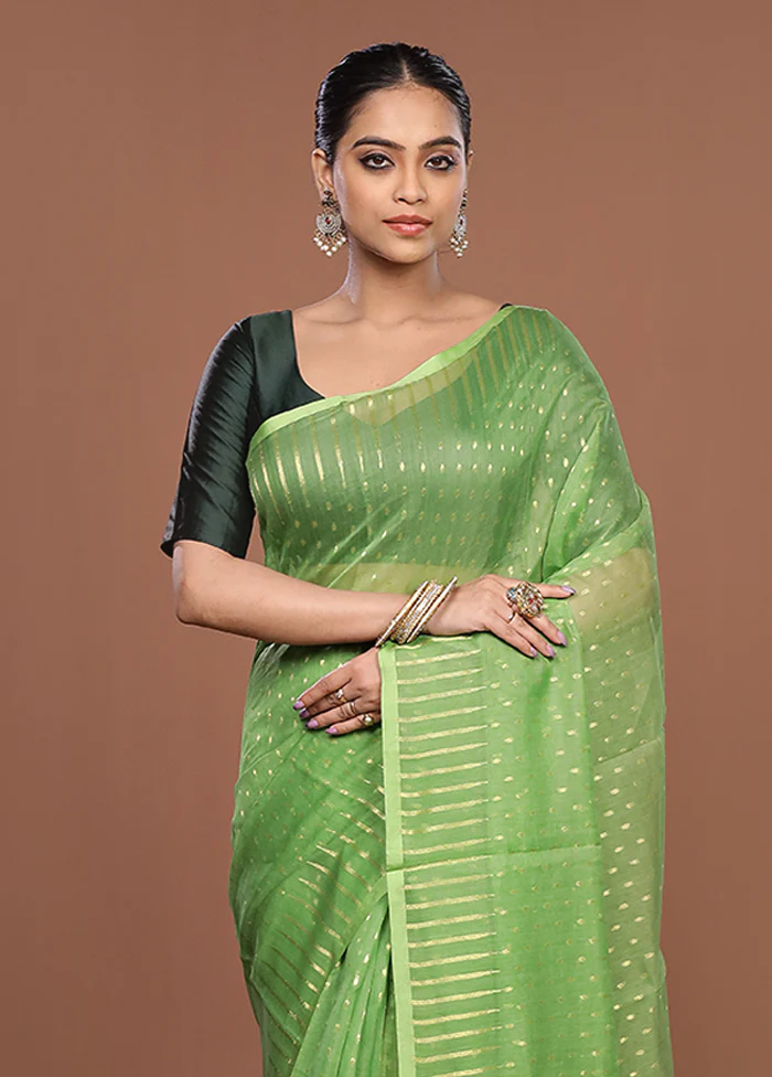 Green Jamdani Cotton Saree Without Blouse Piece