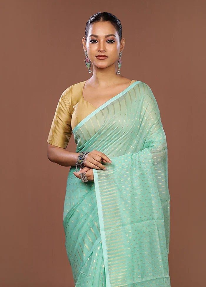 Green Jamdani Cotton Saree Without Blouse Piece