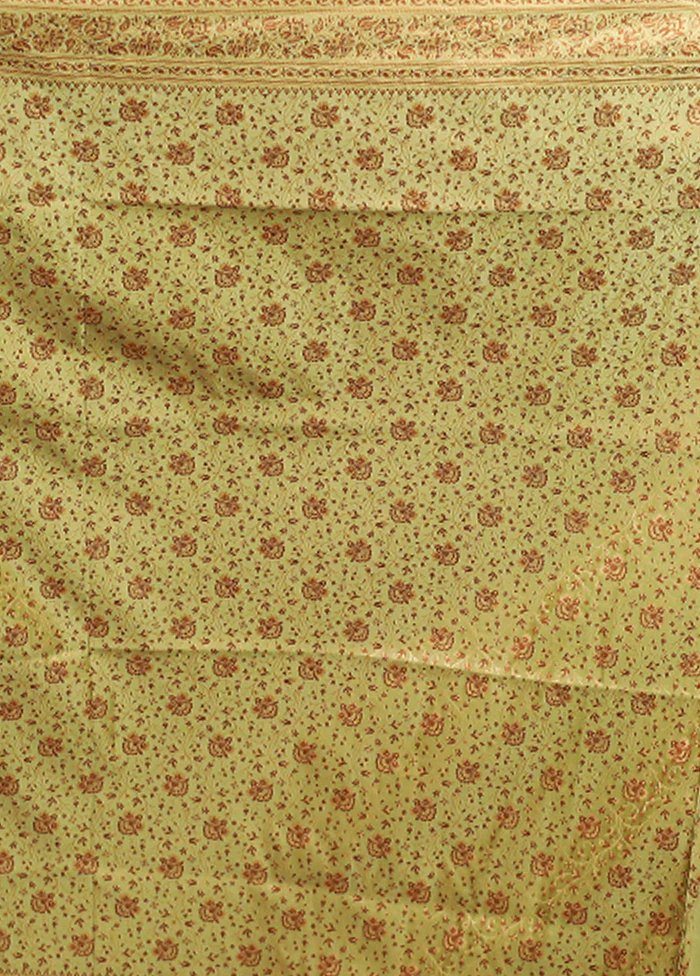 Green Jamewar Silk Saree With Blouse Piece - Image 5