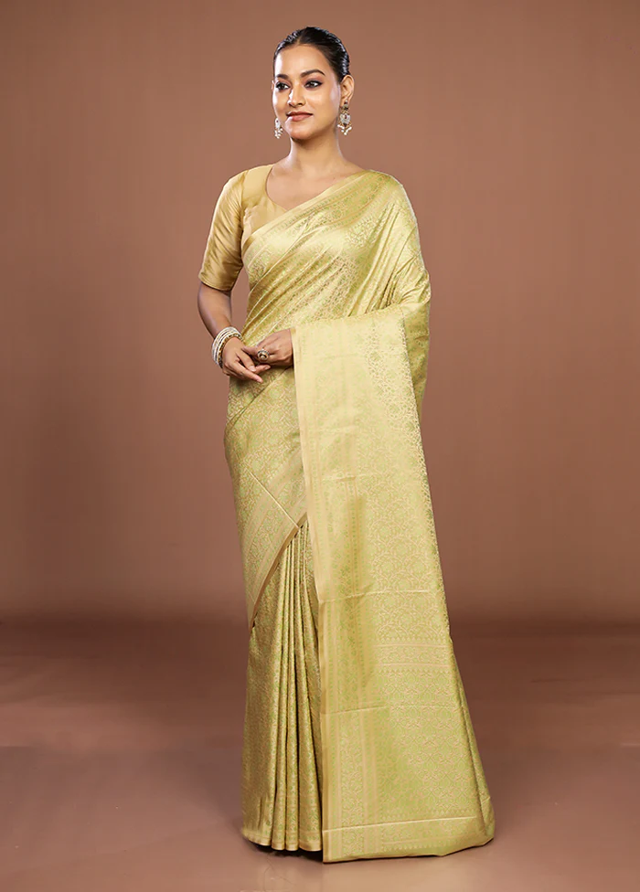 Green Jamewar Silk Saree With Blouse Piece - Image 2
