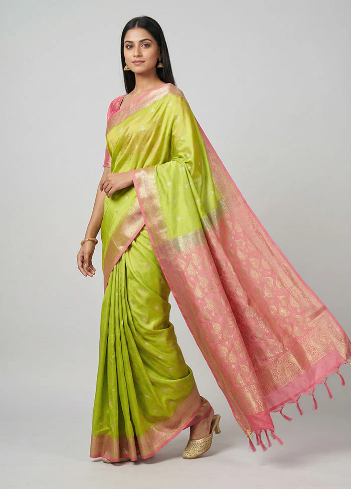 Green Kanjivaram Silk Saree With Blouse Piece