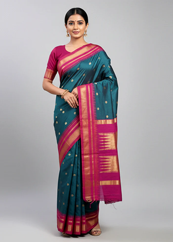 Green Kanjivaram Silk Saree With Blouse Piece