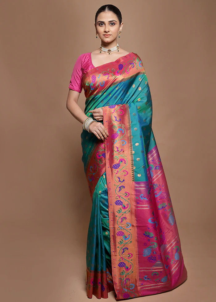 Green Kanjivaram Silk Saree With Blouse Piece