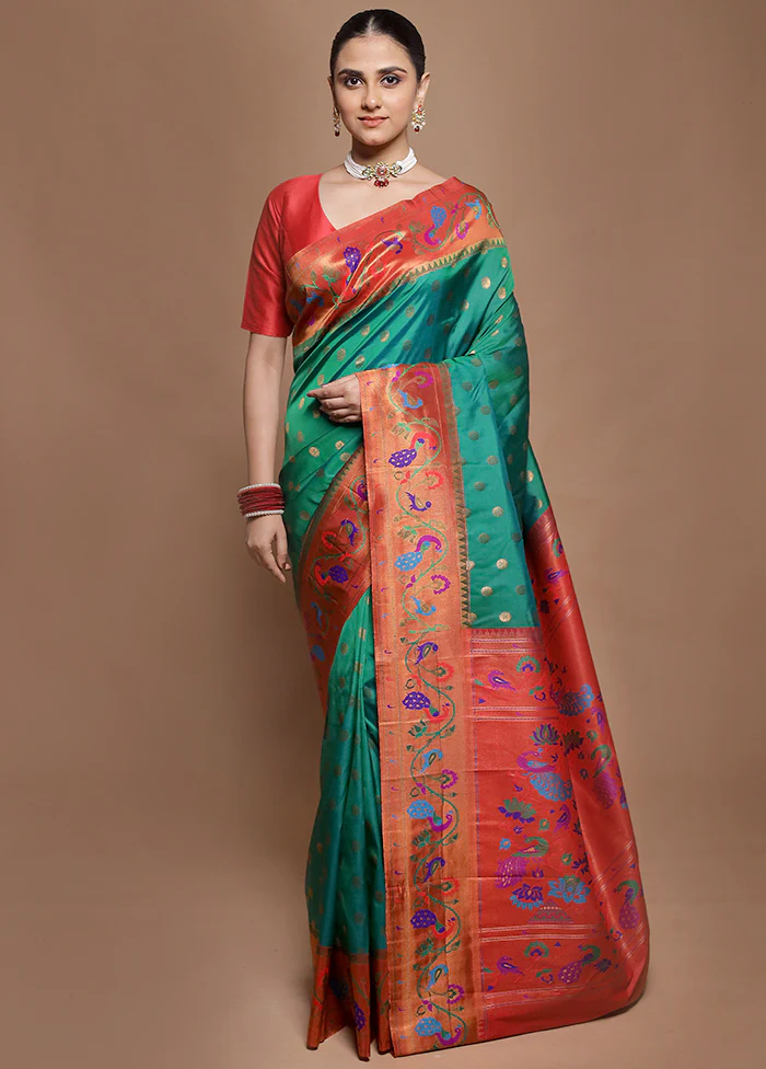 Green Kanjivaram Silk Saree With Blouse Piece