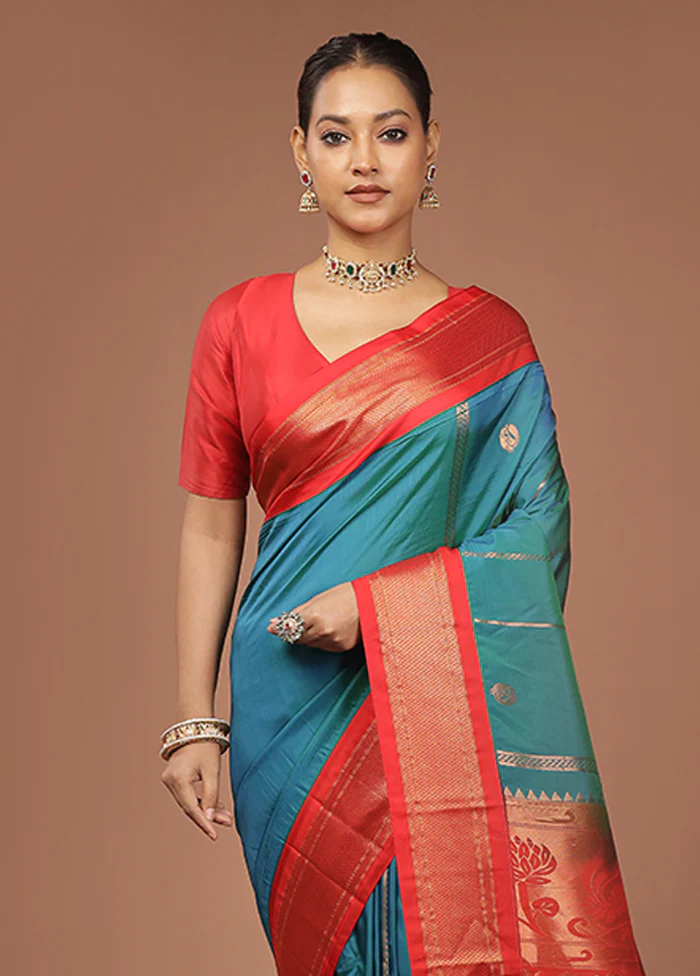 Green Kanjivaram Silk Saree With Blouse Piece