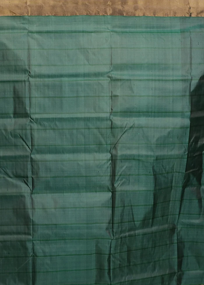 Green Kalakshetra Silk Saree With Blouse Piece - Image 5