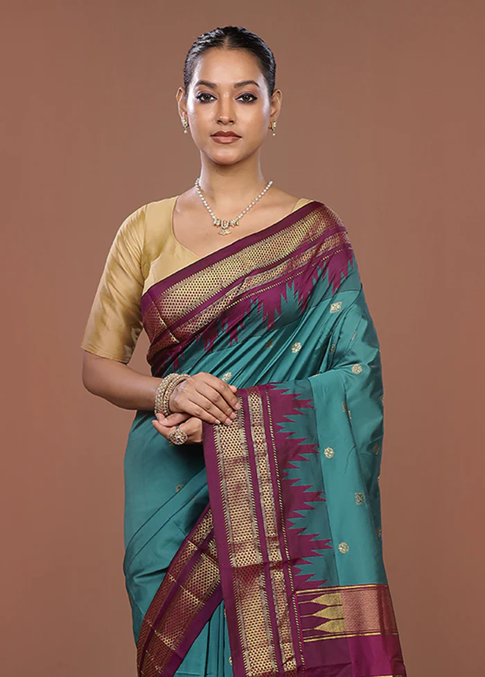 Green Kanjivaram Silk Saree With Blouse Piece