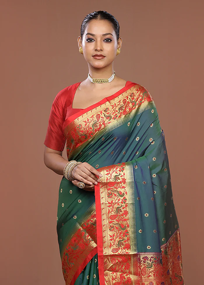 Green Kanjivaram Silk Saree With Blouse Piece