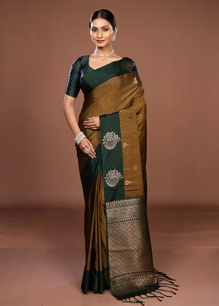 Green Kanjivaram Silk Saree With Blouse Piece - Image 2